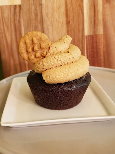 Jumbo Chocolate Ganache Cupcake with Peanut Butter Frosting and Mini Peanut Butter Cookie