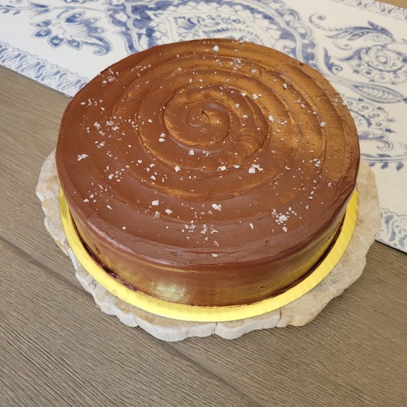 Chocolate-Caramel Layer Cake with Sea Salt Flakes