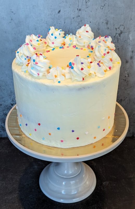 8" 4-Layer Confetti Cake with Vanilla Buttercream and Rainbow Heart Sprinkles